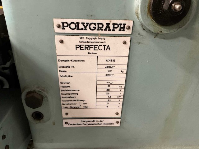 Perfecta acmb 83 1972 papiersnijmachine - afbeelding 6 van  6