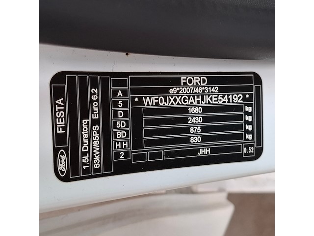 Personenauto, ford, fiesta 5d 1.5 tdci, 2019 - afbeelding 54 van  71