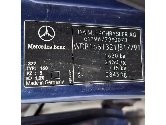 Personenauto, mercedes-benz, a-klasse, 190 elegance lang, 2002 - afbeelding 46 van  55