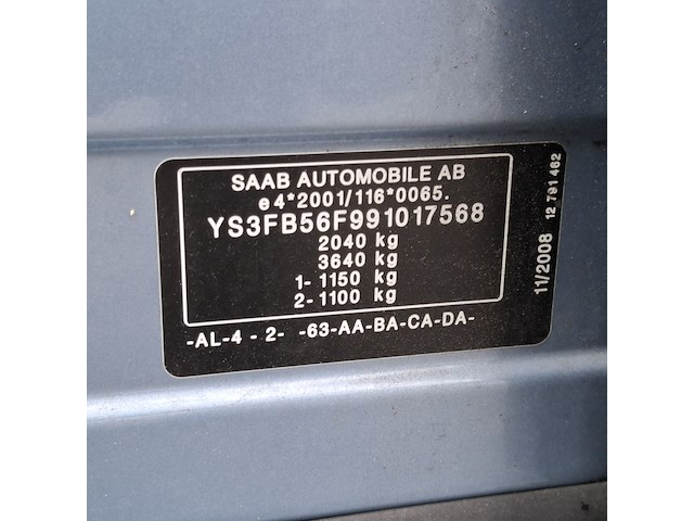 Personenauto saab, 9-3 1.8, bouwjaar 2009 - afbeelding 38 van  47