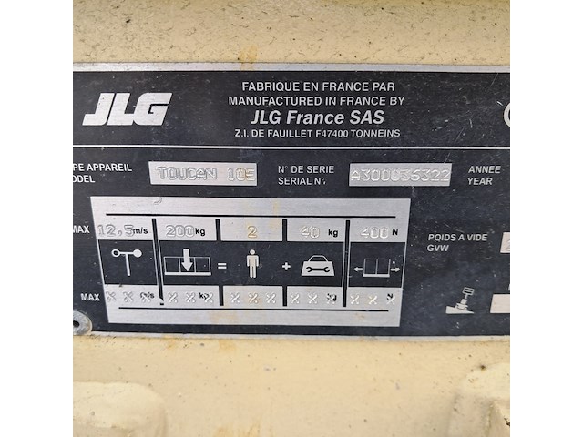 Personenlift 10m accu toucan jlg, 10e, bouwjaar 2014 - afbeelding 2 van  19