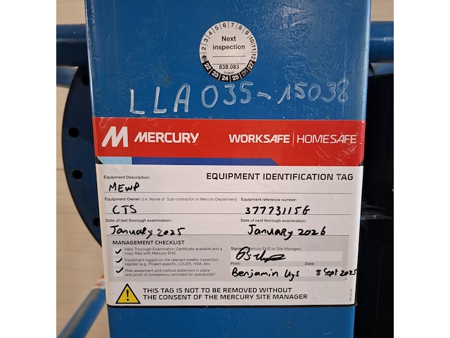 Personenlift 3,5m manueel power tower, power towers pecolift, bouwjaar 2015 - afbeelding 5 van  9