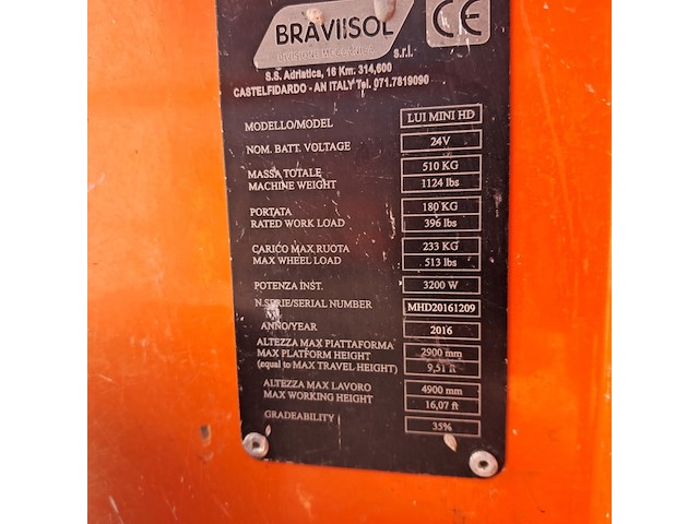 Personenlift 4,9m accu, braviisol, leonardo hd, 2016 - afbeelding 8 van  18