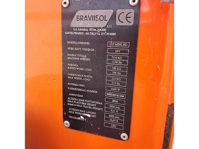 Personenlift 4,9m accu, braviisol, leonardo hd, 2016 - afbeelding 8 van  16