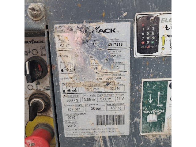 Personenlift 5,66m accu, skyjack, sj12, 2019 - afbeelding 20 van  21
