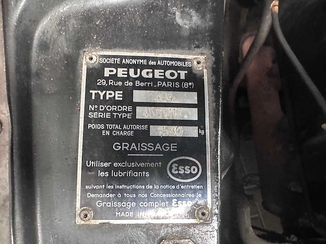 Peugeot - 404 injection sl - dm-81-83 - 1964 - afbeelding 2 van  4