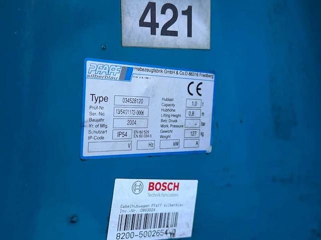 Pfaff - 2004 - 034528120 - hydraulische palletwagen - afbeelding 2 van  4