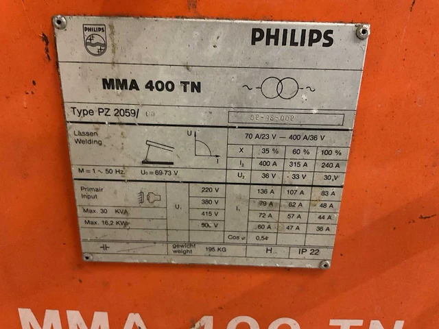 Philips - mma 400 tn - elektrode lasapparaat - afbeelding 3 van  5