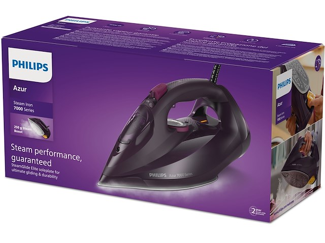 Philips 7000 series dst7061/30 stoomstrijkijzer 3000w paars - afbeelding 2 van  4