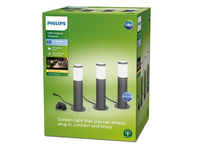 Philips led utrecht sokkellamp basisset voor buiten antraciet - afbeelding 3 van  6