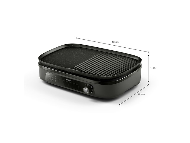 Philips tafelgrill hd6210/90 instelbare temperatuur 2400w - afbeelding 2 van  6