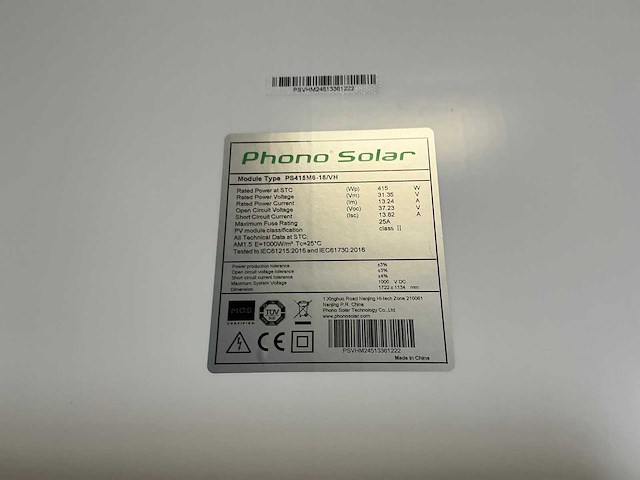 Phono solar ps415m6h 18v/h zonnepaneel (4x) - afbeelding 4 van  4