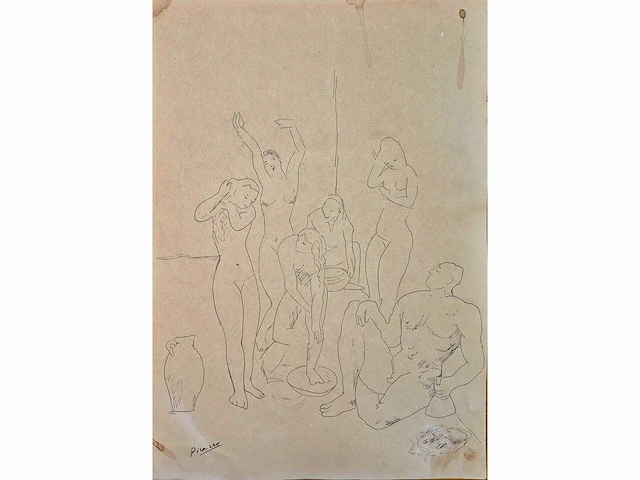 Picasso-tekening op papier - afbeelding 1 van  3