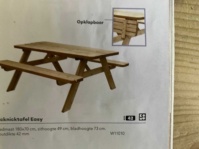 Picknicktafel "easy" opklapbaar 180x70x73 cm - afbeelding 2 van  9