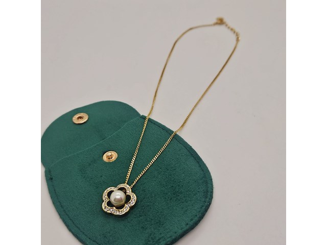 Pierre balmain goldplated collier met parel en steentjes - afbeelding 3 van  5