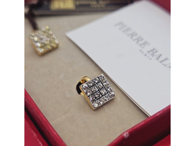 Pierre balmain goldplated oorbellen met steentjes - afbeelding 3 van  7