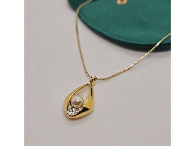 Pierre balmain goldplated pendant collier met parel en steentjes - afbeelding 1 van  5