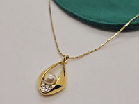 Pierre balmain goldplated pendant collier met parel en steentjes - afbeelding 1 van  5