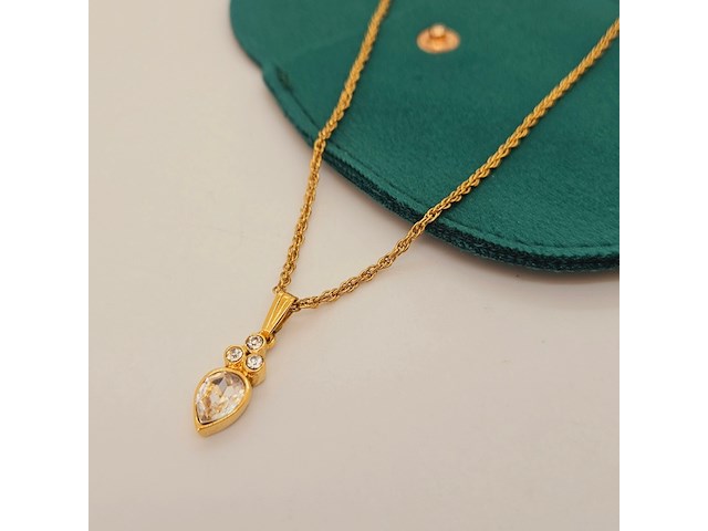 Pierre balmain goldplated pendant collier met zirkonia diamanten - afbeelding 2 van  6