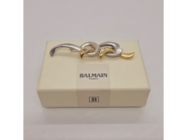 Pierre balmain goldplated two tone broche met steentjes - afbeelding 1 van  5