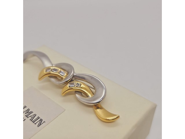 Pierre balmain goldplated two tone broche met steentjes - afbeelding 3 van  5