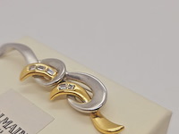 Pierre balmain goldplated two tone broche met steentjes - afbeelding 3 van  5