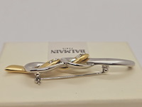 Pierre balmain goldplated two tone broche met steentjes - afbeelding 4 van  5