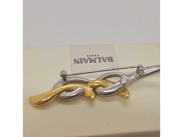 Pierre balmain goldplated two tone broche met steentjes - afbeelding 5 van  5