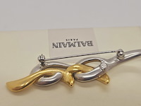 Pierre balmain goldplated two tone broche met steentjes - afbeelding 5 van  5