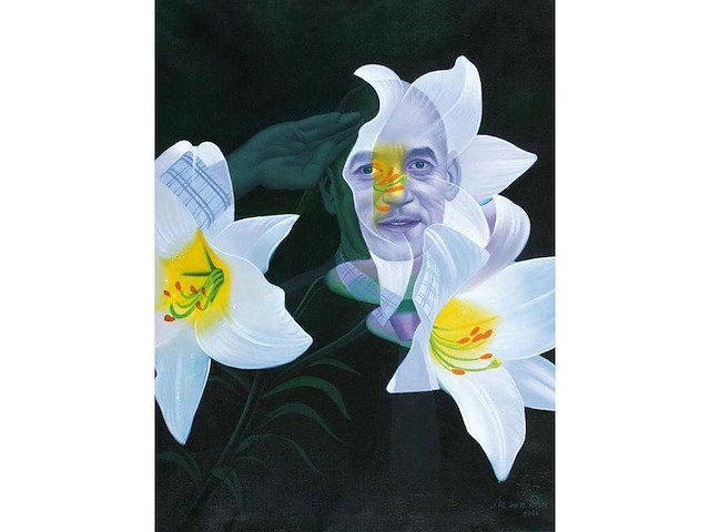 Pim fortuyn met lelies - martin van bree - afbeelding 1 van  1