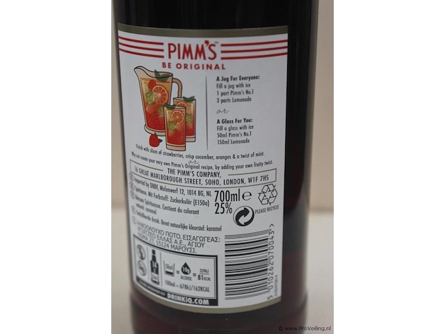 Pimm's born in london likeur - 70 cl - winkelverkoopprijs € 12.95 - afbeelding 3 van  3