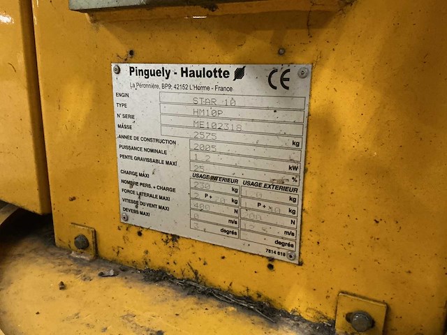 Pinguely haulotte hm110p hoogwerker - afbeelding 9 van  9