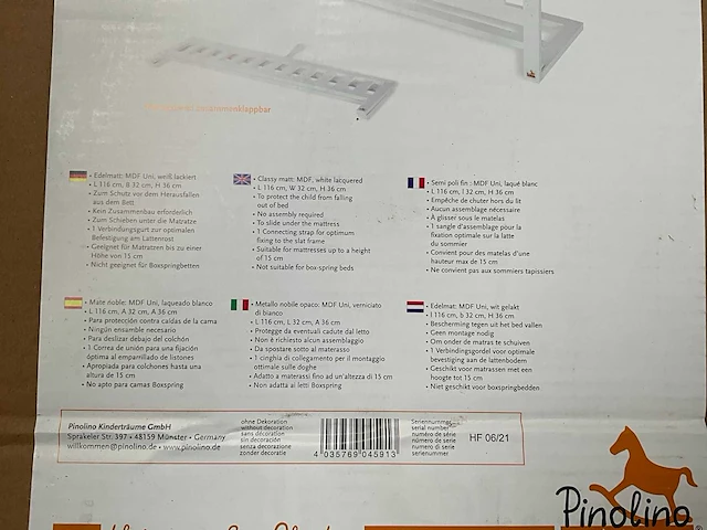 Pinolino - classic - bedrail wit - afbeelding 3 van  3