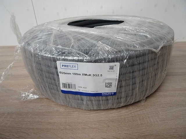 Pipelife - preflex ø20mm xmvk 3g2,5 - flex buis bedraad 100 mtr - afbeelding 1 van  2