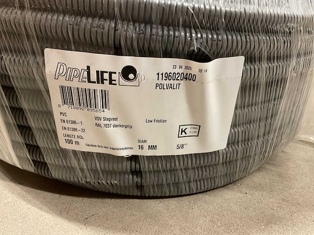 Pipelife polvalit 16mm rol á 100m flexibele ribbelbuis - afbeelding 2 van  2
