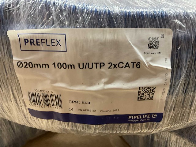 Pipelife u/utp 2xcat6 preflex 20mm rol á 100m voorbedraade flexibele buis - afbeelding 2 van  2