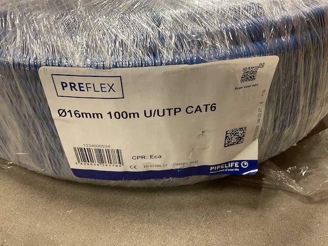 Pipelife u/utp cat6 preflex 16mm rol á 100m voorbedraade flexibele buis - afbeelding 2 van  2