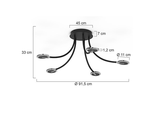 Plafondlamp met glas en led, steinhauer, turound 3375zw, zwart, 2026 - afbeelding 2 van  5