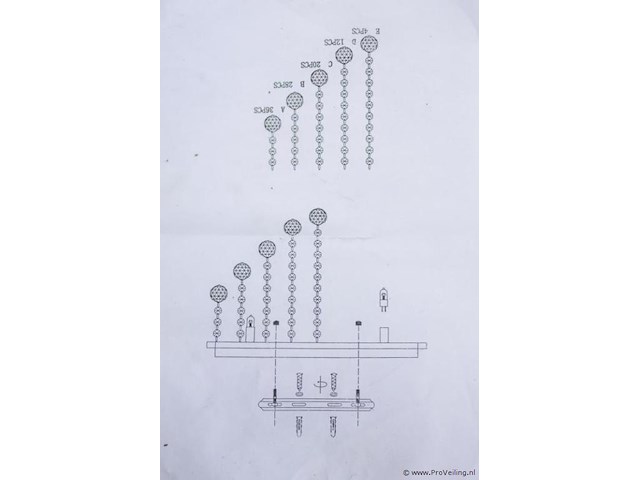 Plafondlamp met heldere kristallen bollen - afbeelding 2 van  4