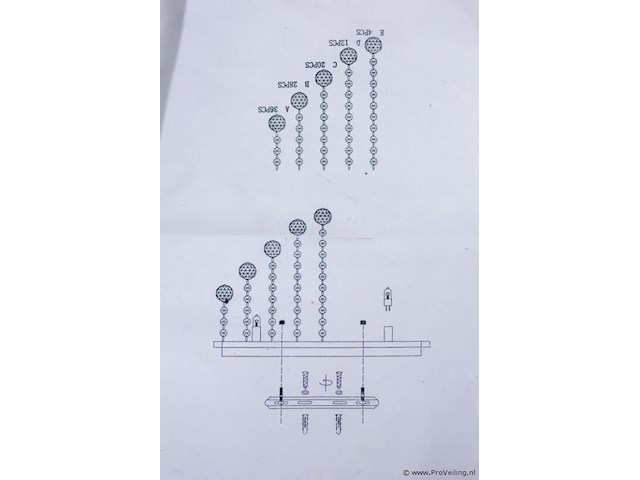 Plafondlamp met heldere kristallen bollen - afbeelding 3 van  4