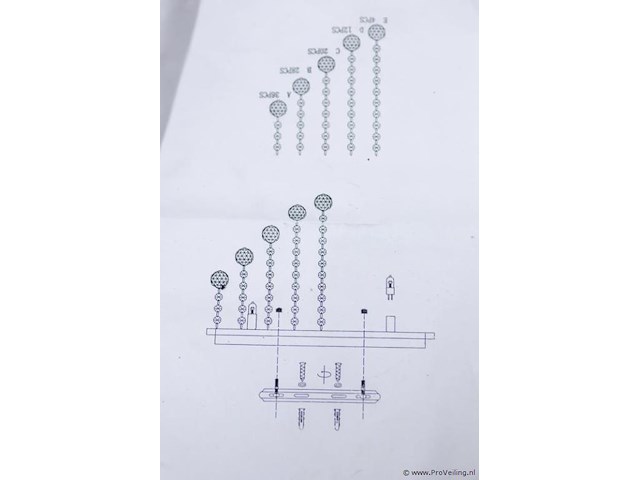 Plafondlamp met heldere kristallen bollen - afbeelding 3 van  4
