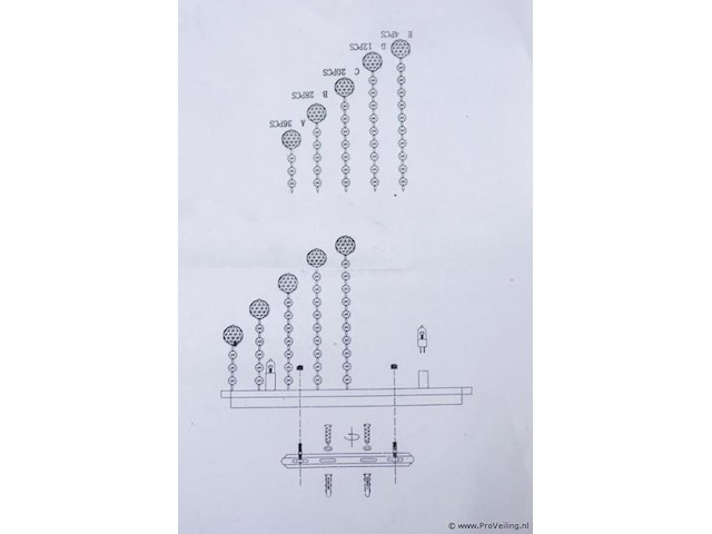 Plafondlamp met heldere kristallen bollen - afbeelding 3 van  4