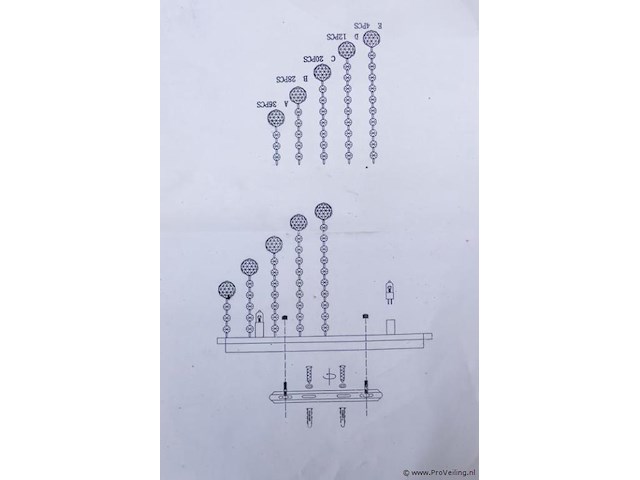 Plafondlamp met heldere kristallen bollen - afbeelding 3 van  4