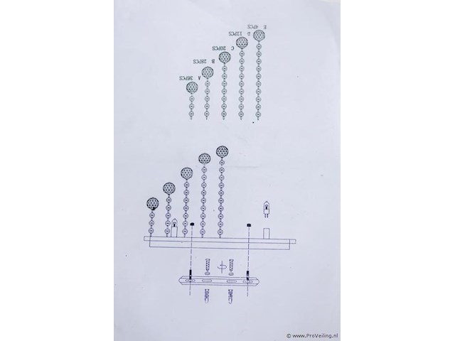 Plafondlamp met heldere kristallen bollen - afbeelding 3 van  4