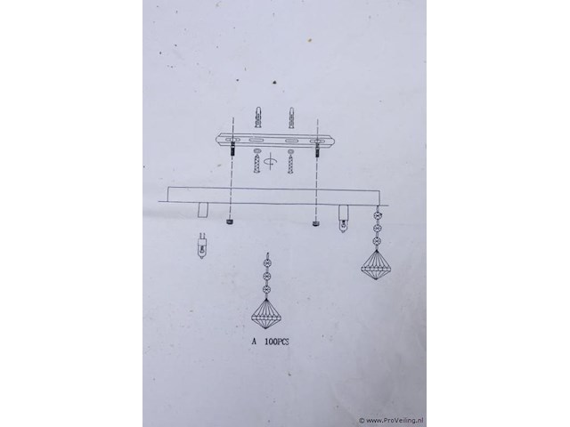 Plafondlamp met kristalachtige hangers - afbeelding 4 van  4