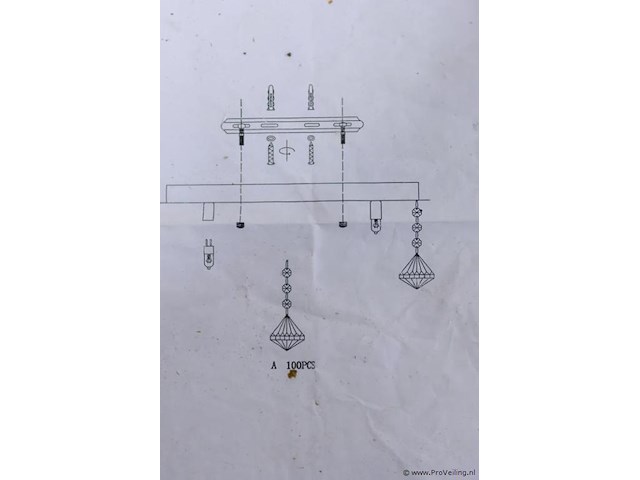 Plafondlamp met kristalachtige hangers - afbeelding 4 van  4