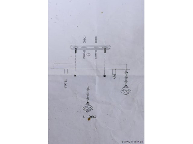 Plafondlamp met kristalachtige hangers - afbeelding 4 van  4