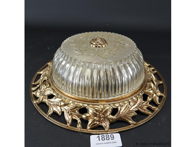 Plafonniere koper met kristal - afbeelding 1 van  5