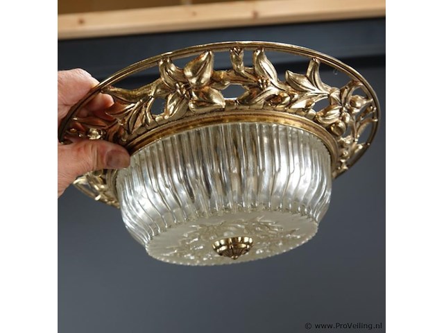 Plafonniere koper met kristal - afbeelding 4 van  5