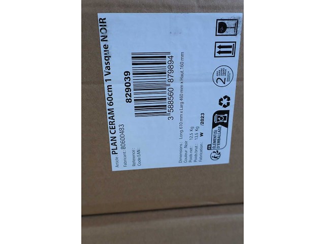 Plan ceram 60cm 1 vasque noir - wastafel (3x) - afbeelding 6 van  6
